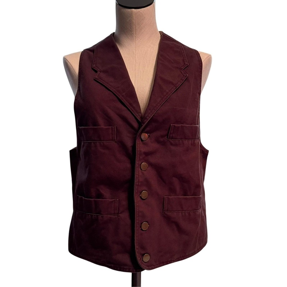 Scully Rangewear Womens S Brown Cotton Canvas Western Vest Cowboy Ranch 4 Pocket